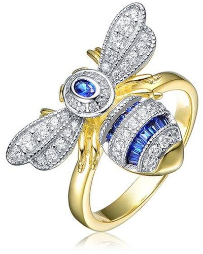 Genevive Jewelry 14k Over Silver Cz Wasp Ring - Blue