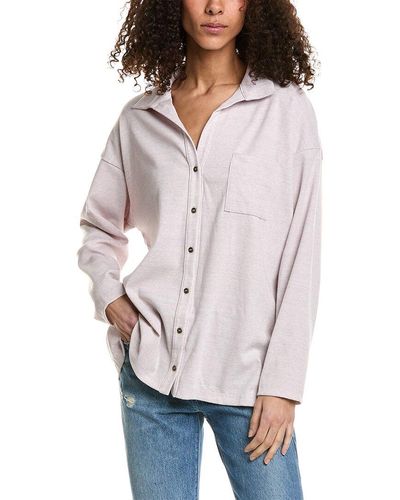 Project Social T Lonnie Button Front Rib Shirt - Gray