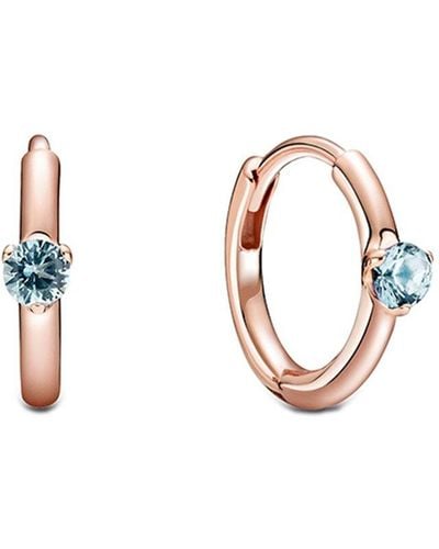 PANDORA Timeless 14k Rose Gold Plated Crystal Hoops - White