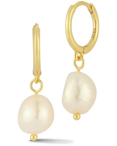 Glaze Jewelry 14k Over Silver 9mm Pearl Hoops - White