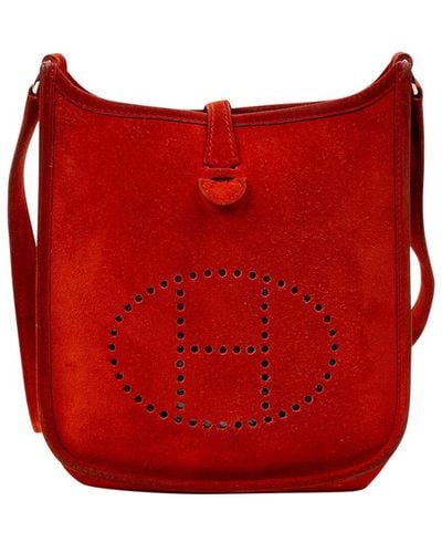 Hermès Limited Edition Rouge Suede Evelyne Tpm (Authentic Pre-Owned) - Red