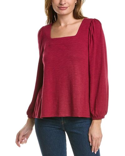 Lilla P Full Sleeve Square Neck Top - Red