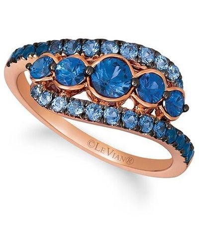 Le Vian Le Vian 14k Rose Gold 1.21 Ct. Tw. Sapphire Half-eternity Ring - Blue