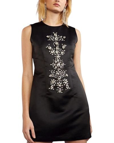 Cynthia Rowley Satin Fitted Silk Mini Dress - Black