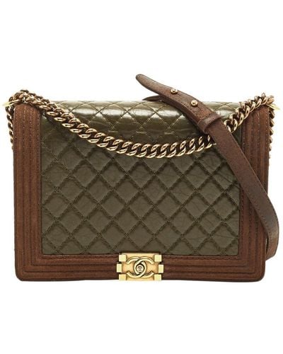 Chanel Quilted Leather And Suede Paris-Edinburgh Boy Bag (Authentic Pre-Owned) - Brown
