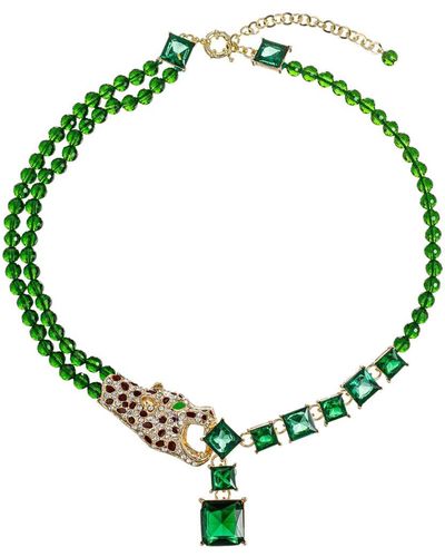 Eye Candy LA Leopard Necklace - Green