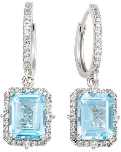 Suzy Levian 0.02 Ct. Tw. Diamond & Gemstone Halo Dangling Earring - Blue