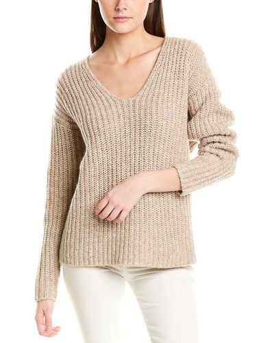 Eileen Fisher V-neck Box Wool & Alpaca-blend Sweater - Natural