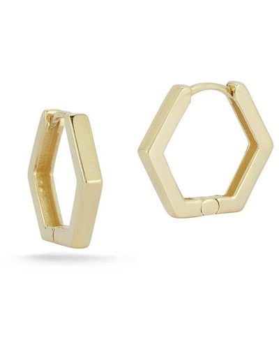 Ember Fine Jewelry 14k Hexagon Huggie Earrings - Metallic