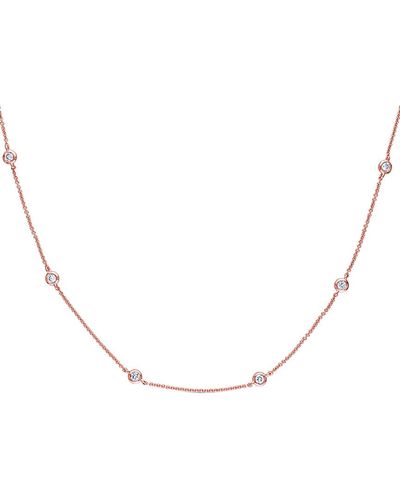 Genevive Jewelry 18k Rose Gold Vermeil Cz Necklace - Natural