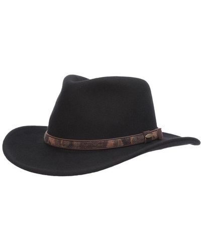 Scala Wool Felt Outback Hat - Black