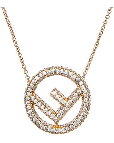Fendi Short Logo Charm Necklace - Metallic