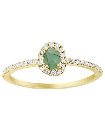 Meira T 14k 0.23 Ct. Tw. Diamond & Milky Aqua Dainty Ring - Multicolor