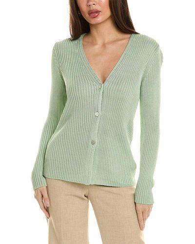 Vince Ribbed Button Cardigan - Green