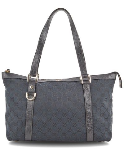 Gucci Gg Canvas D- Tote (Authentic Pre-Owned) - Grey