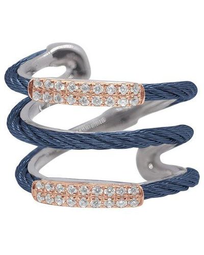 Alor Classique 18k Rose Gold 0.30 Ct. Tw. Diamond Cable Ring - Blue