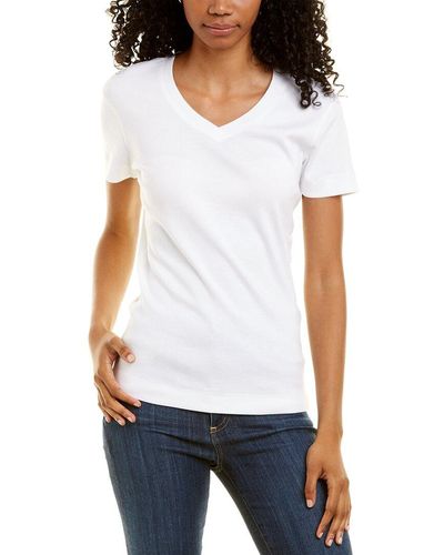 Three Dots Solid V-neck T-shirt - White