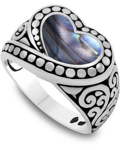 Samuel B. Silver 2.80 Ct. Tw. Abalone Heart Ring - White