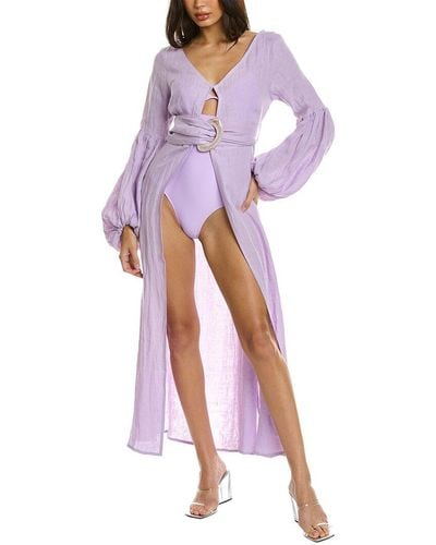 Shani Shemer Jaclyn Linen Robe Maxi Dress - Purple