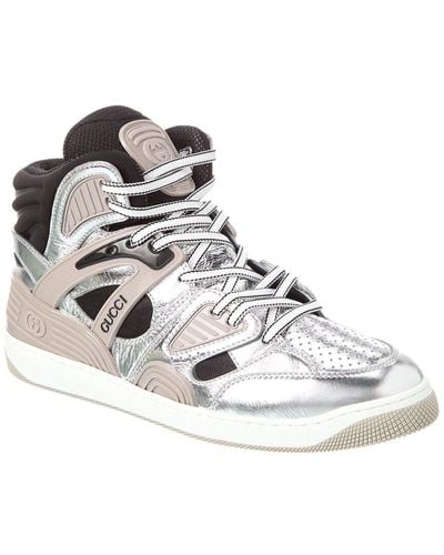 Gucci Basket High Leather Sneaker - Metallic