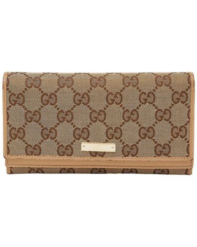 Gucci Canvas & Leather Flap Continental Wallet (Authentic Pre-Owned) - Brown