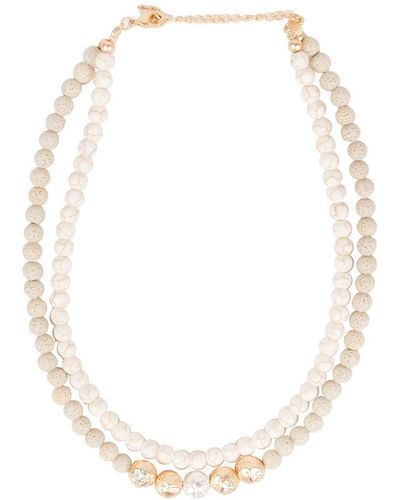 Saachi Copper Natural Stones Layered Necklace - White