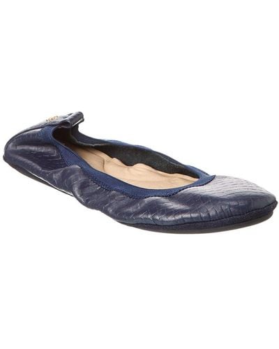 Yosi Samra Samara Leather Foldable Ballet Flat - Blue