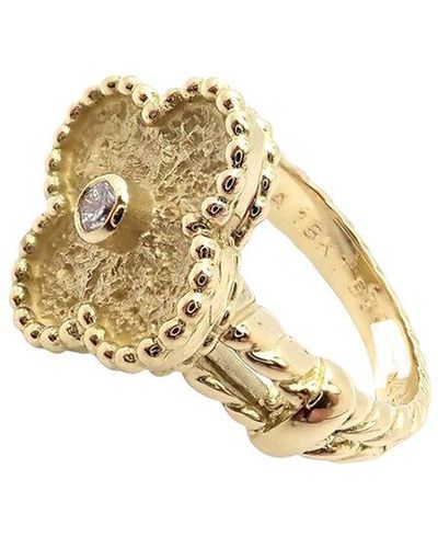 Van Cleef & Arpels Alhambra 18K 0.06 Ct. Tw. Diamond Ring (Authentic Pre- Owned) - Metallic
