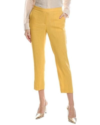 Theory Treeca Linen-blend Pull-on Pant - Yellow