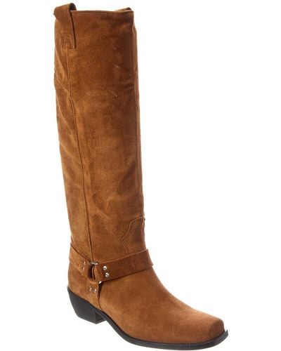 Free People Lockhart Harness Suede Knee-high Boot - Brown