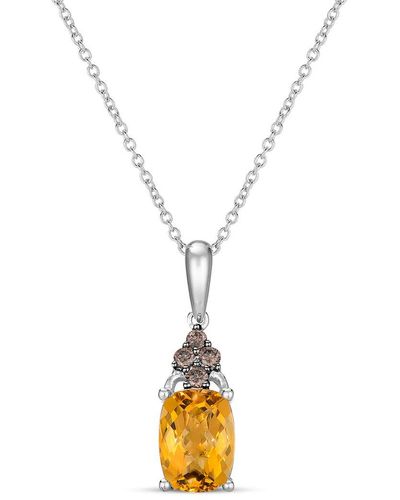 Le Vian ® 14k 1.34 Ct. Tw. Diamond & Citrine Pendant Necklace - Metallic
