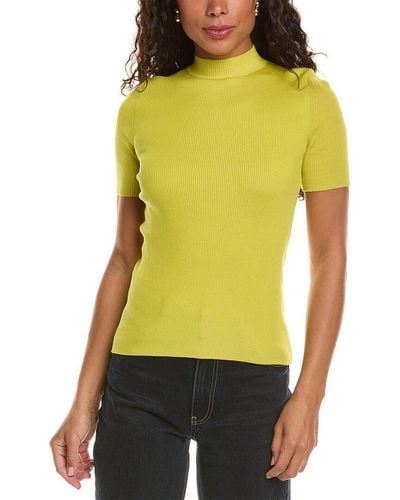 Oscar de la Renta Silk-blend Rib T-shirt - Yellow