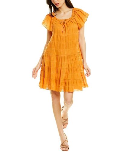 Max Studio Flutter Sleeve Mini Dress - Yellow