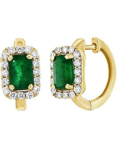 Sabrina Designs 14k 1.74 Ct. Tw. Diamond & Emerald Huggie Earrings - Green