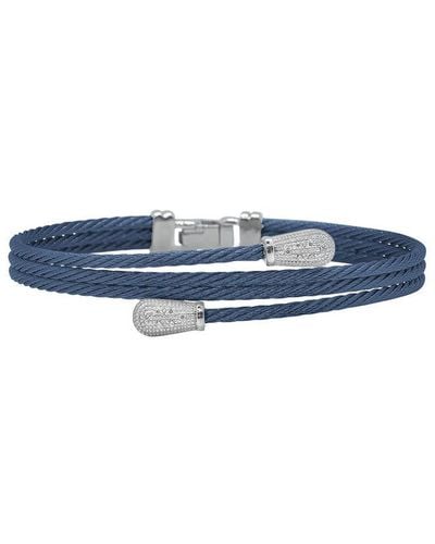 Alor Classique 18k 0.06 Ct. Tw. Diamond Cable Bangle Bracelet - Blue