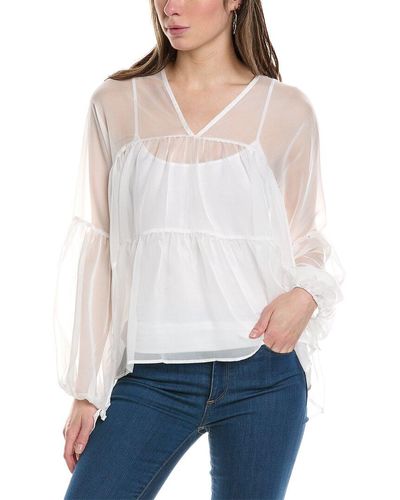 Lola & Sophie Chiffon Tiered Top - White
