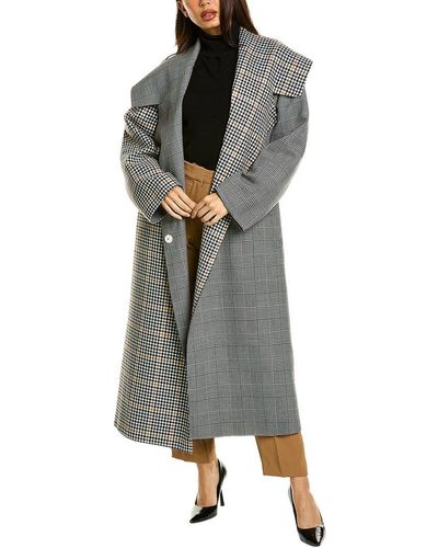 Oscar de la Renta Wool Trench Coat - Grey