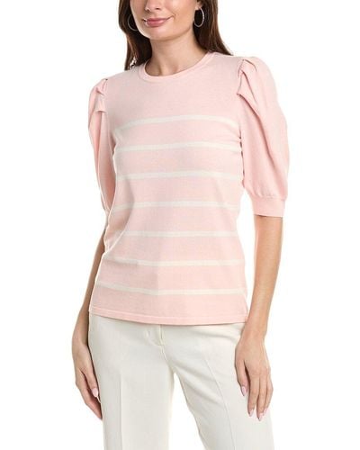 Anne Klein Puff Sleeve Sweater - Pink