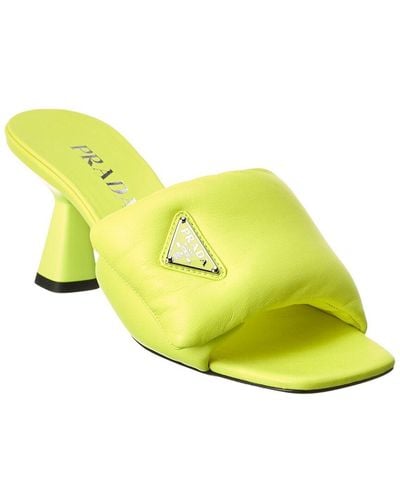 Prada Logo Padded Leather Sandal - Yellow