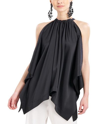 Natori Luxe Charmeuse Handkerchief Top - Black