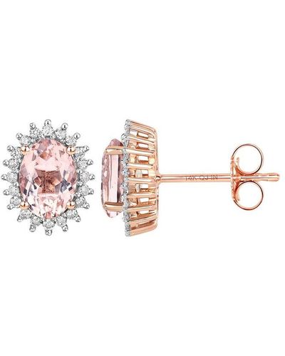 Diana M. Jewels Fine Jewellery 14k Rose Gold 1.61 Ct. Tw. Diamond & Morganite Studs - Pink