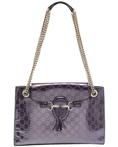 Gucci Patent Leather Large Emily Chain Shoulder Bag (Authentic Pre- Owned) - Purple