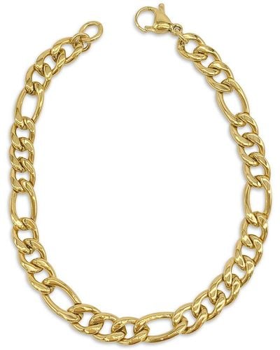Adornia 14k Plated Figaro Bracelet - Metallic