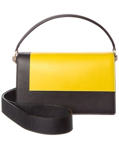 Valextra Swing Medium Leather Shoulder Bag - Yellow