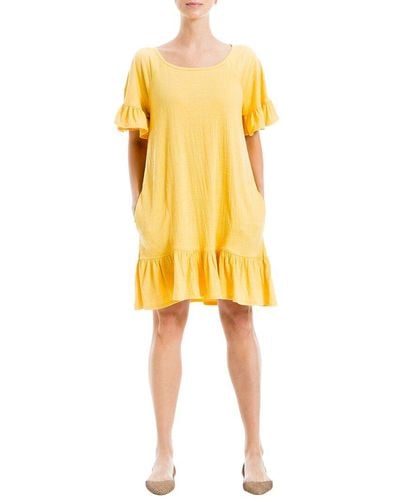 Max Studio Short Flutter Dress - Yellow
