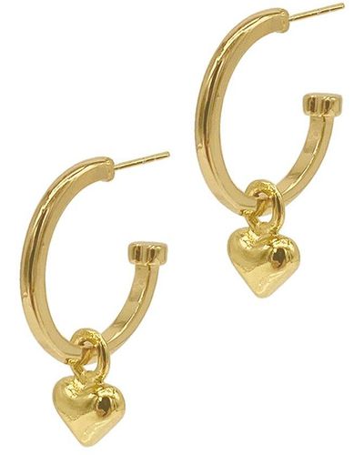 Adornia 14k Plated Heart Huggie Earrings - Metallic