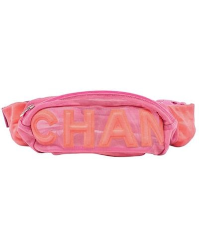 Chanel Fabric & Mesh Mesh Cc Belt Bag (Authentic Pre-Owned) - Pink