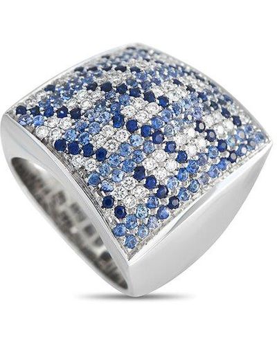 Piero Milano 18k 2.57 Ct. Tw. Diamond & Sapphire Ring (authentic Pre-owned) - Blue