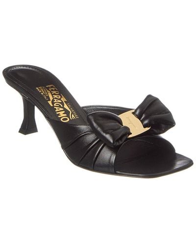Ferragamo Padded Vara Bow Leather Sandal - Black