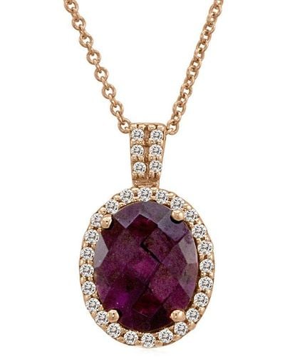 Le Vian Le Vian 14k Strawberry Gold 2.67 Ct. Tw. Diamond & Rhodolite Pendant Necklace - Pink